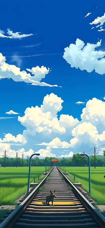 Summer Railway – phone wallpaper from the Anime Skies Wallpaper Pack