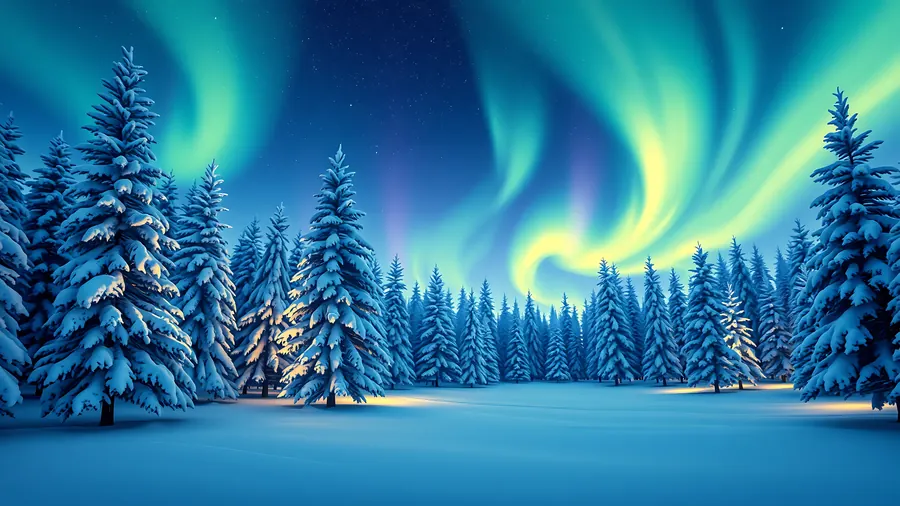 Northern Lights – desktop wallpaper from the Cozy Winter Wallpaper Pack