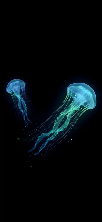 Bioluminescent Depths – phone wallpaper from the Dark Mode Essentials Pack
