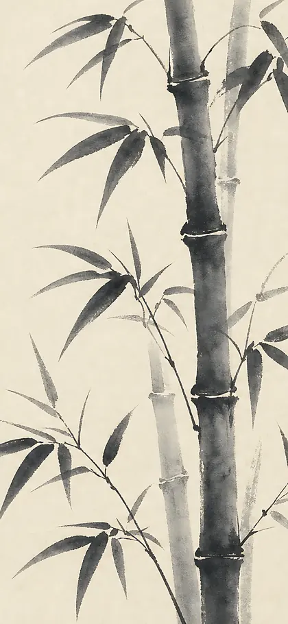Ink Bamboo – phone wallpaper from the Japanese Minimalist Wallpaper Pack