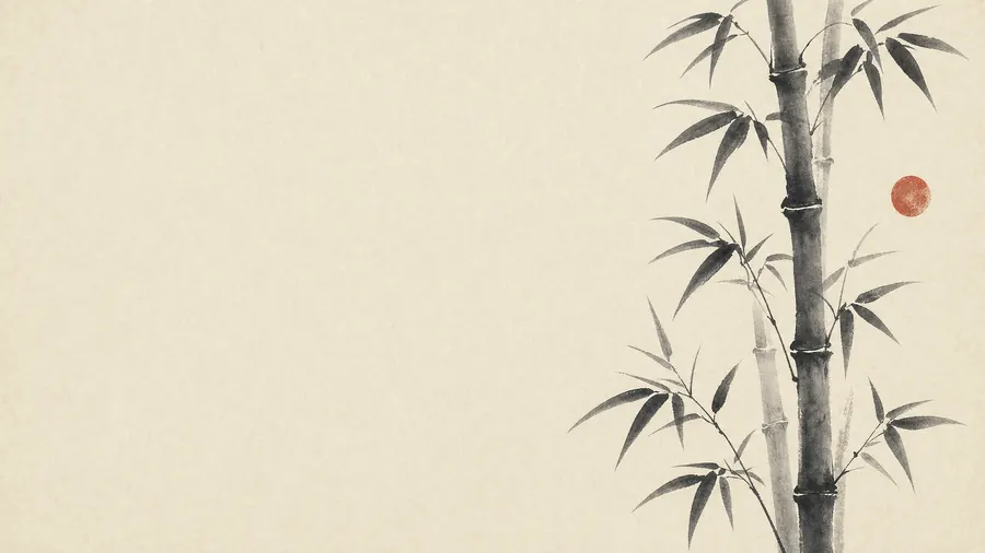 Ink Bamboo – desktop wallpaper from the Japanese Minimalist Wallpaper Pack