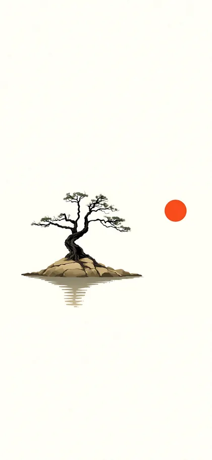 Lone Pine Island – phone wallpaper from the Japanese Minimalist Wallpaper Pack