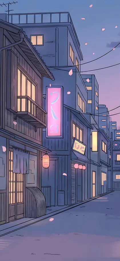 Japanese City Dusk – phone wallpaper from the Lofi Aesthetic Wallpaper Pack