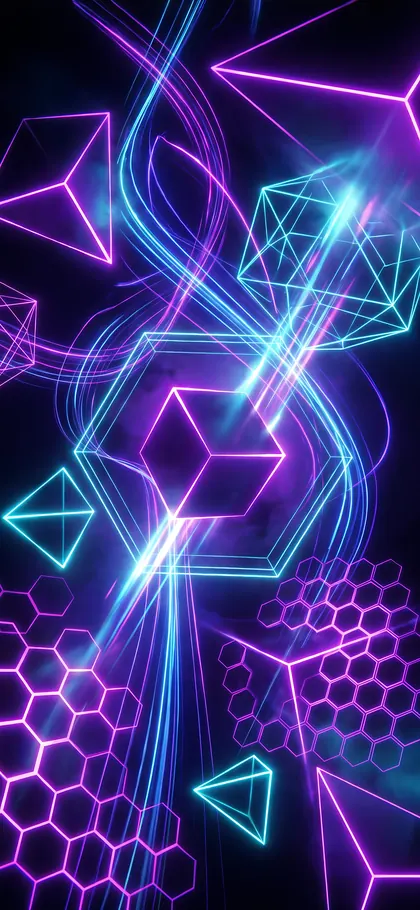 Neon Geometry – phone wallpaper from the RGB Gamer Wallpaper Pack