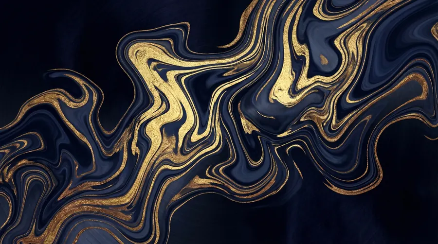 Navy & Gold Fluid Abstract – desktop wallpaper from the Serenity Wallpaper Pack