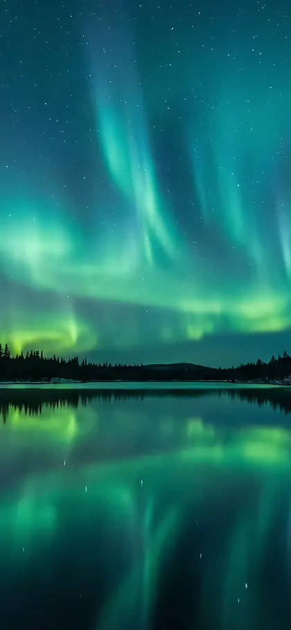Aurora Lake Reflection – phone wallpaper from the Serenity Wallpaper Pack