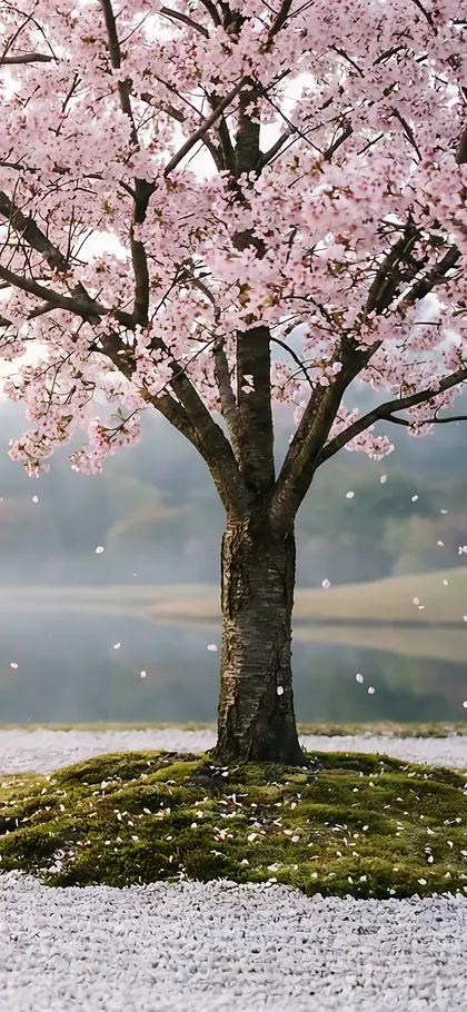 Zen Cherry Blossom – phone wallpaper from the Serenity Wallpaper Pack