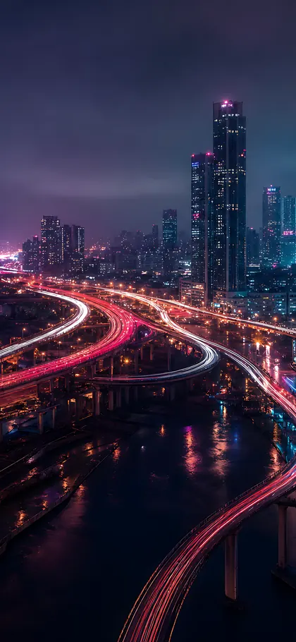 Highway Light Trails – phone wallpaper from the Urban Vibes Wallpaper Pack