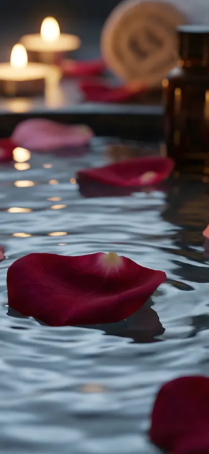 Rose Petals on Water – phone wallpaper from the Valentine's Love Wallpaper Pack