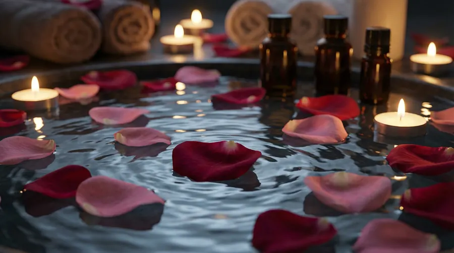 Rose Petals on Water – desktop wallpaper from the Valentine's Love Wallpaper Pack