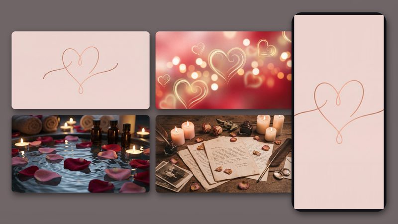 Valentine's Love Wallpaper Pack preview: 4 romantic wallpapers perfect for Valentine's Day - hearts, roses, love letters